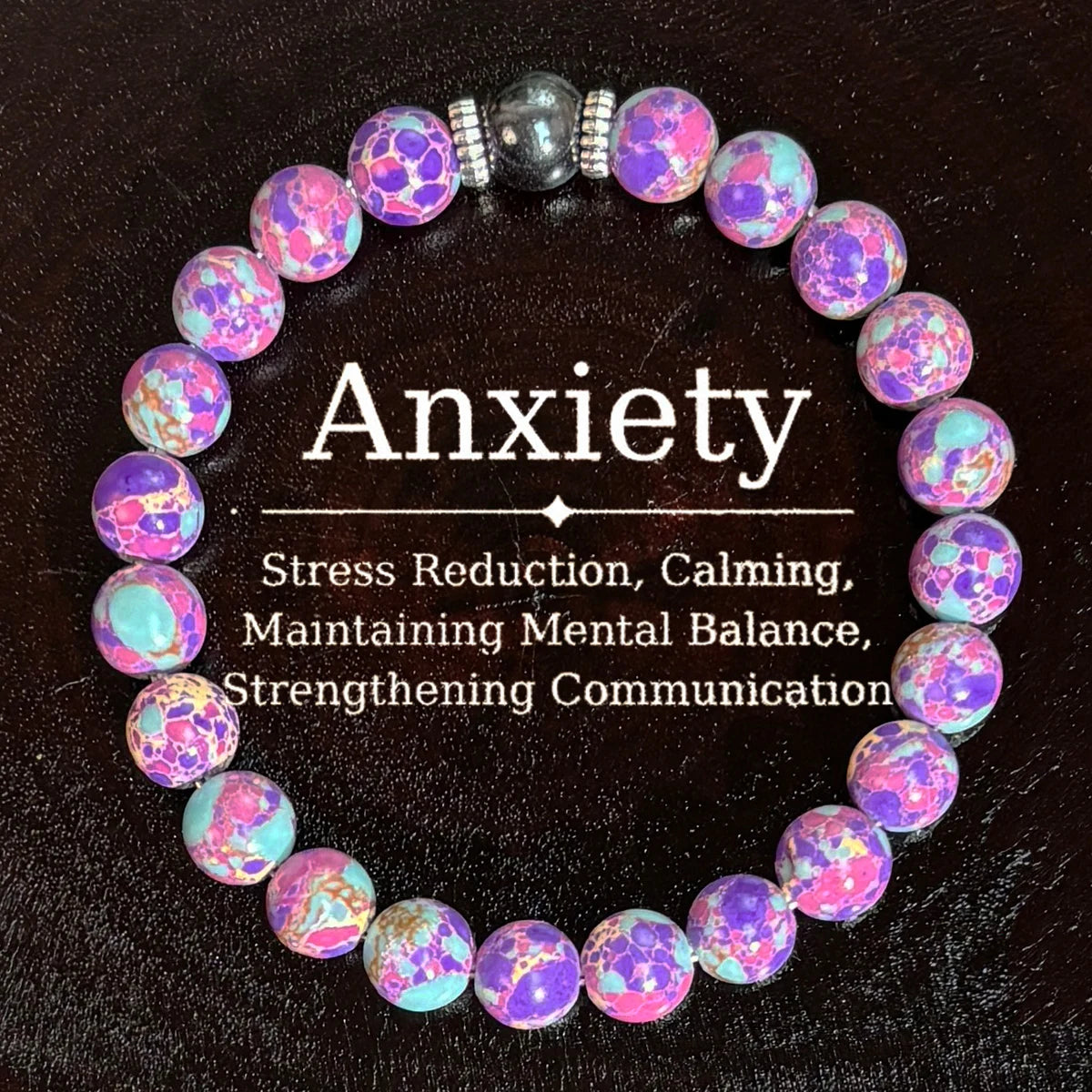 Purple Stone Boho Beaded Stretch Bracelet for Stress Relief
