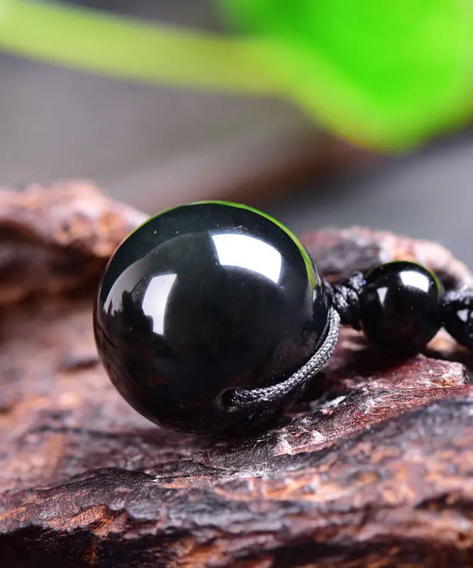 Black Obsidian Rainbow Eye Crystal Protection Pendant Necklace