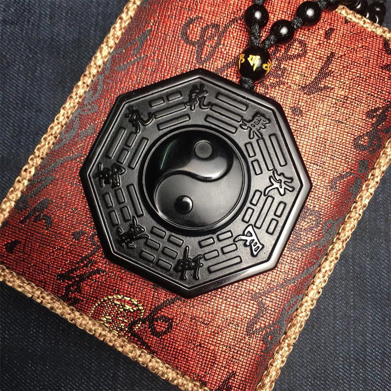 Black Obsidian Yin Yang Fish Pendant Amulet for Protection