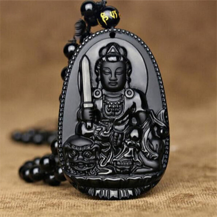 Black Obsidian Dragon Pendant – Protection Amulet Necklace
