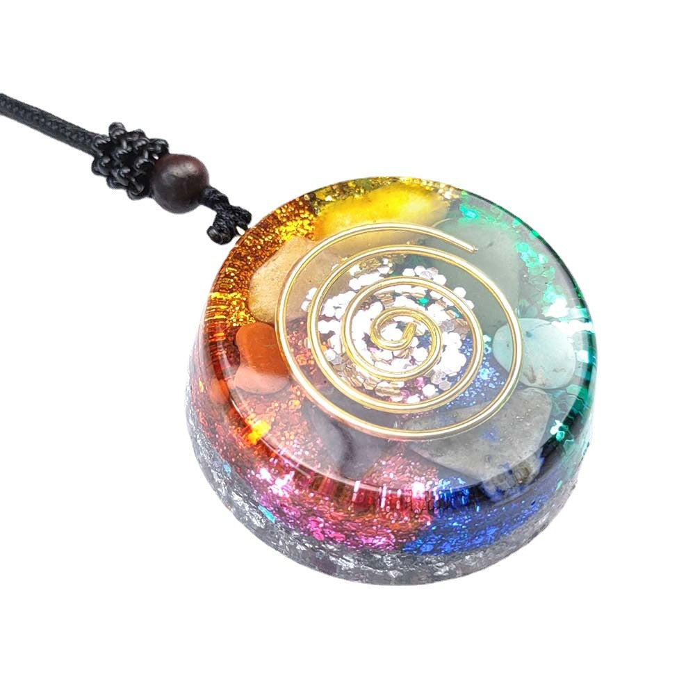 Orgone Chakra Crystal Pendant with Spiral Coil for Protection