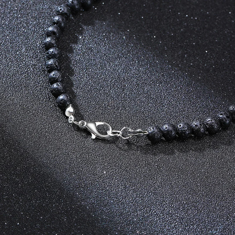 Tibetan Phurba Pendant with Tiger Eye & Lava Stone Beads