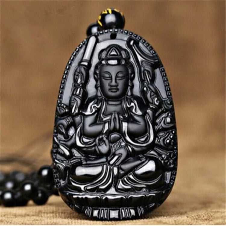 Black Obsidian Dragon Pendant – Protection Amulet Necklace