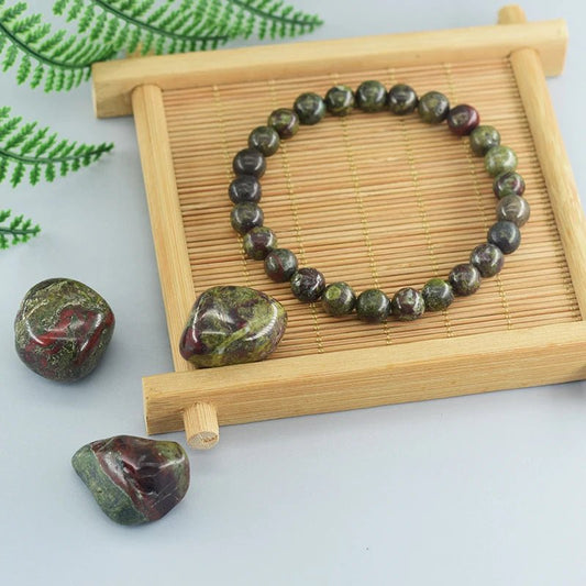 Dragon Blood Jasper Elastic Beaded Bracelet for Men & Women - Mystara.shop