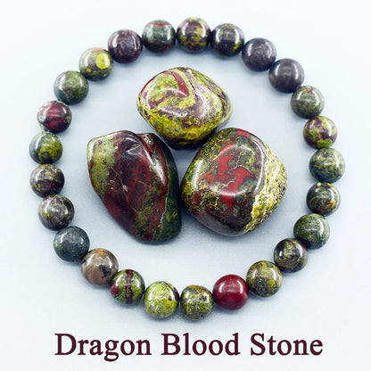 Dragon Blood Jasper Elastic Beaded Bracelet for Men & Women