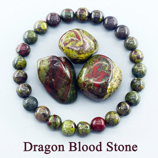 Dragon Blood Jasper Elastic Beaded Bracelet for Men & Women