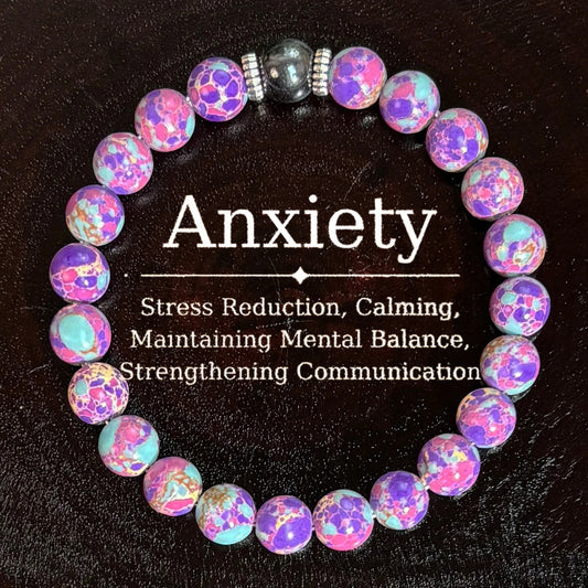 Purple Stone Boho Beaded Stretch Bracelet for Stress Relief