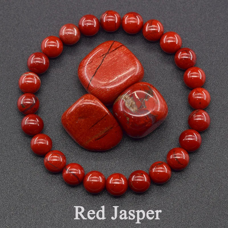 Dragon Blood Jasper Elastic Beaded Bracelet for Men & Women