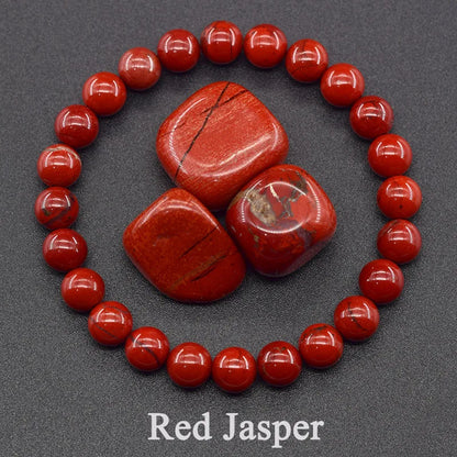 Dragon Blood Jasper Elastic Beaded Bracelet for Men & Women