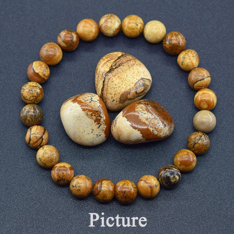 Dragon Blood Jasper Elastic Beaded Bracelet for Men & Women