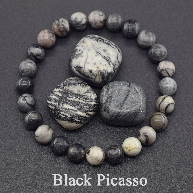 Dragon Blood Jasper Elastic Beaded Bracelet for Men & Women