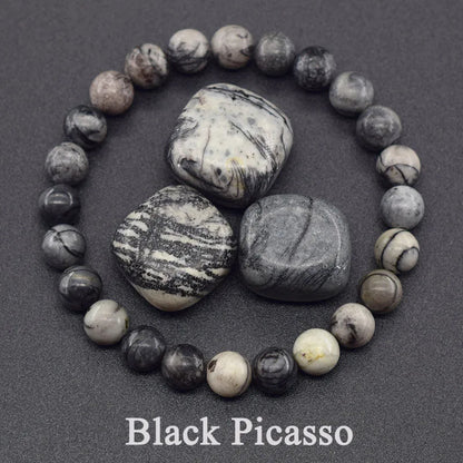 Dragon Blood Jasper Elastic Beaded Bracelet for Men & Women