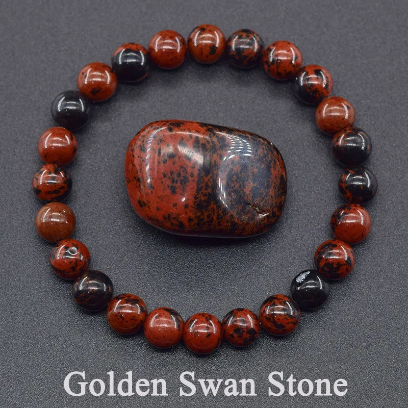 Dragon Blood Jasper Elastic Beaded Bracelet for Men & Women
