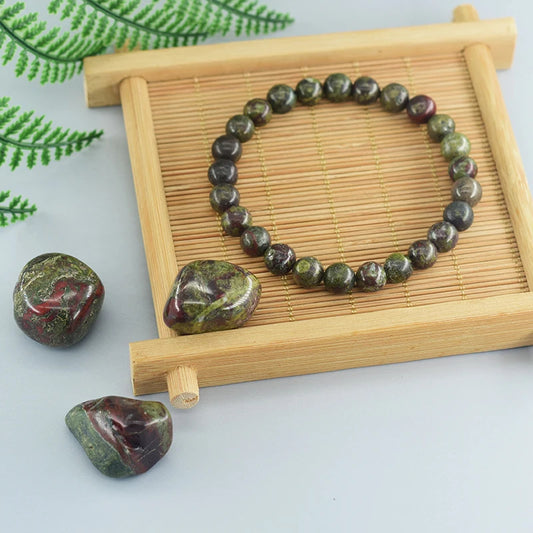 Dragon Blood Jasper Elastic Beaded Bracelet for Men & Women