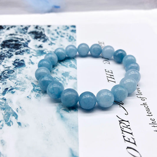 Aquamarine Crystal Beaded Bracelet for Yoga, Love & Relaxation