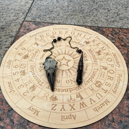 Black Obsidian Crystal Pendulum with Skull Charm for Divination