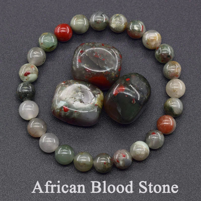Dragon Blood Jasper Elastic Beaded Bracelet for Men & Women