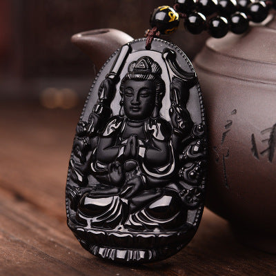 Black Obsidian Dragon Pendant – Protection Amulet Necklace
