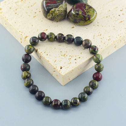 Dragon Blood Jasper Elastic Beaded Bracelet for Men & Women