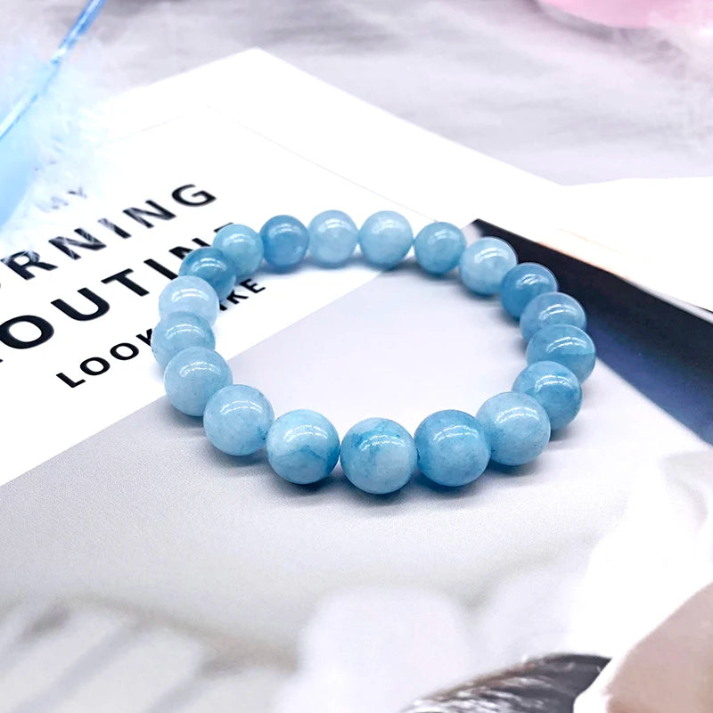 Aquamarine Crystal Beaded Bracelet for Yoga, Love & Relaxation