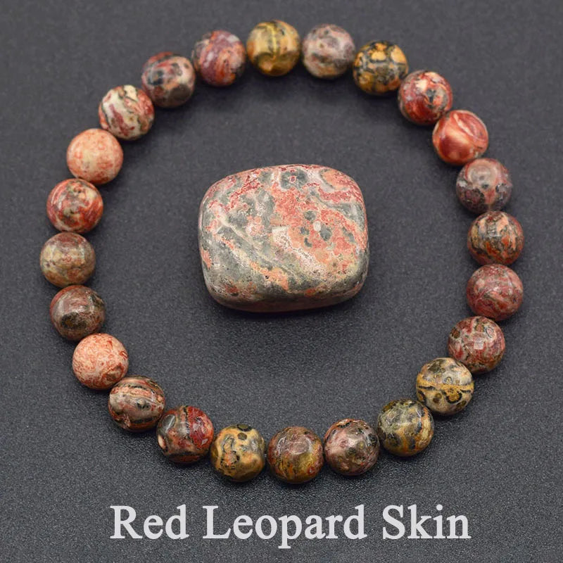 Dragon Blood Jasper Elastic Beaded Bracelet for Men & Women