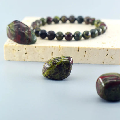 Dragon Blood Jasper Elastic Beaded Bracelet for Men & Women