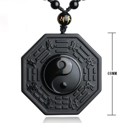 Black Obsidian Yin Yang Fish Pendant Amulet for Protection