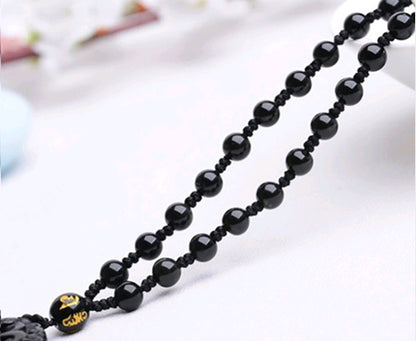 Natural Obsidian Carving Guan Gong Pendant, Men and Women Domineering Fortune God Pendant Obsidian Guan Gong Pendant