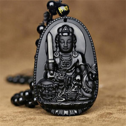 Black Obsidian Dragon Pendant – Protection Amulet Necklace
