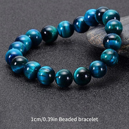 8mm Blue Tiger Eye & Lapis Lazuli Healing Energy Beaded Bracelet