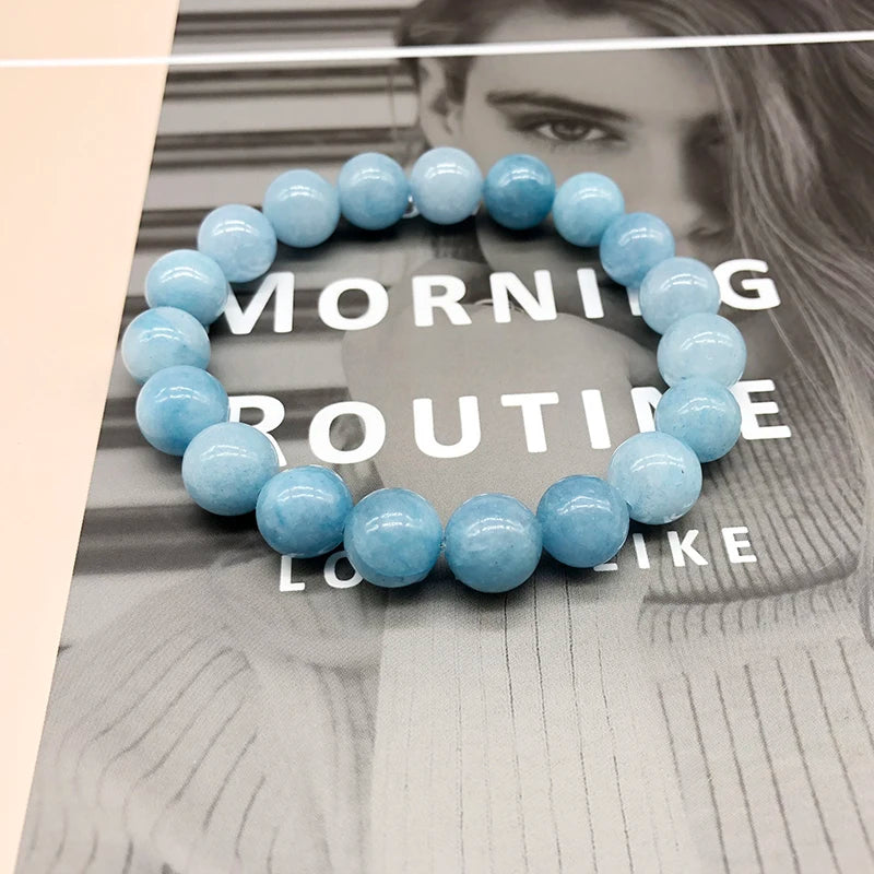 Aquamarine Crystal Beaded Bracelet for Yoga, Love & Relaxation