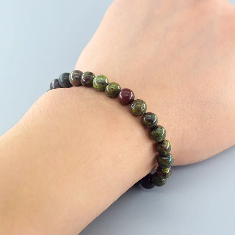 Dragon Blood Jasper Elastic Beaded Bracelet for Men & Women