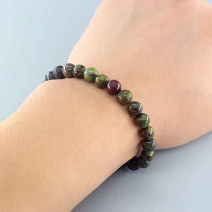 Dragon Blood Jasper Elastic Beaded Bracelet for Men & Women
