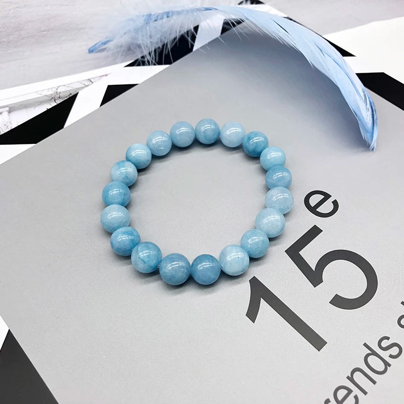 Aquamarine Crystal Beaded Bracelet for Yoga, Love & Relaxation