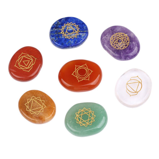 7 Chakras Natural Pocket Palm Stones - Mystara.shop