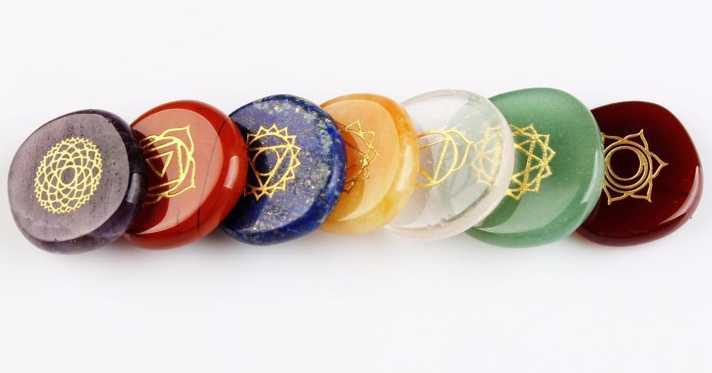 7 Chakras Natural Pocket Palm Stones - Mystara.shop