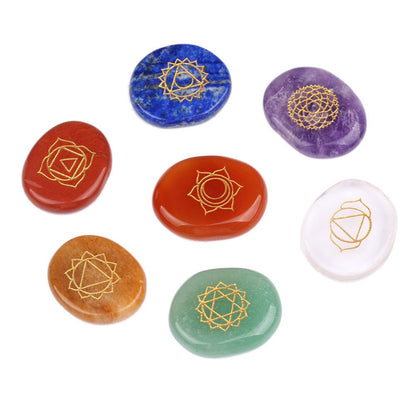 7 Chakras Natural Pocket Palm Stones - Mystara.shop