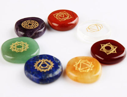 7 Chakras Natural Pocket Palm Stones - Mystara.shop