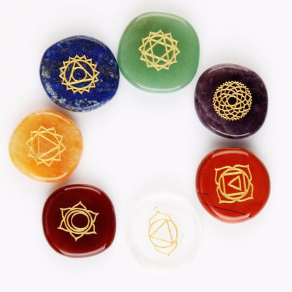7 Chakras Natural Pocket Palm Stones - Mystara.shop