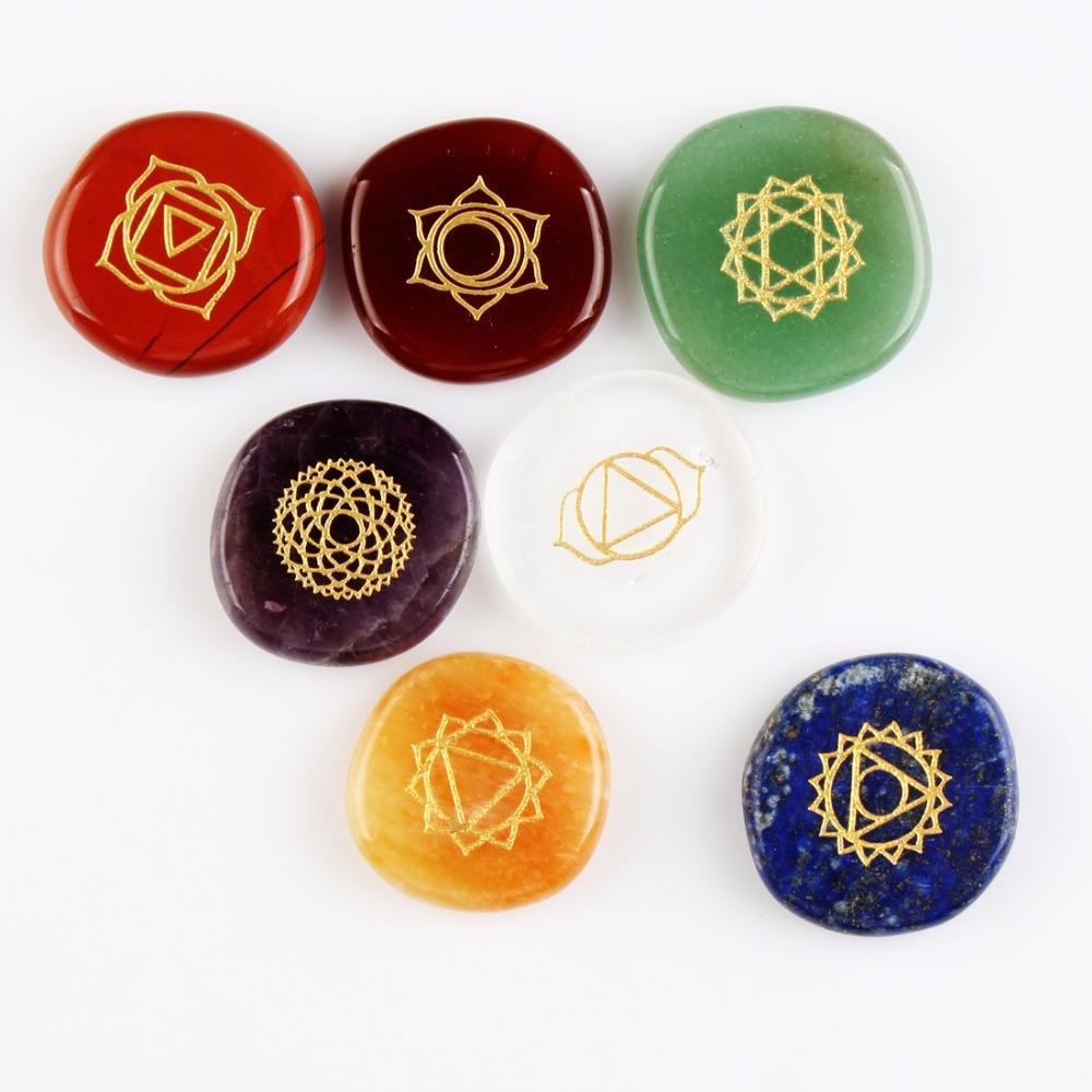 7 Chakras Natural Pocket Palm Stones - Mystara.shop