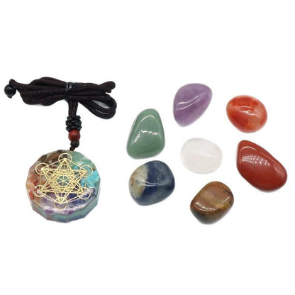 7 Colorful Crystal Gravel Geometric Pendant Necklace Resin Drop - Mystara.shop