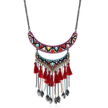 Ancient Tree Thousand Vine Yunnan Ethnic Jewelry Tassel Leather Tibetan Sweater Chain Pendant - Mystara.shop