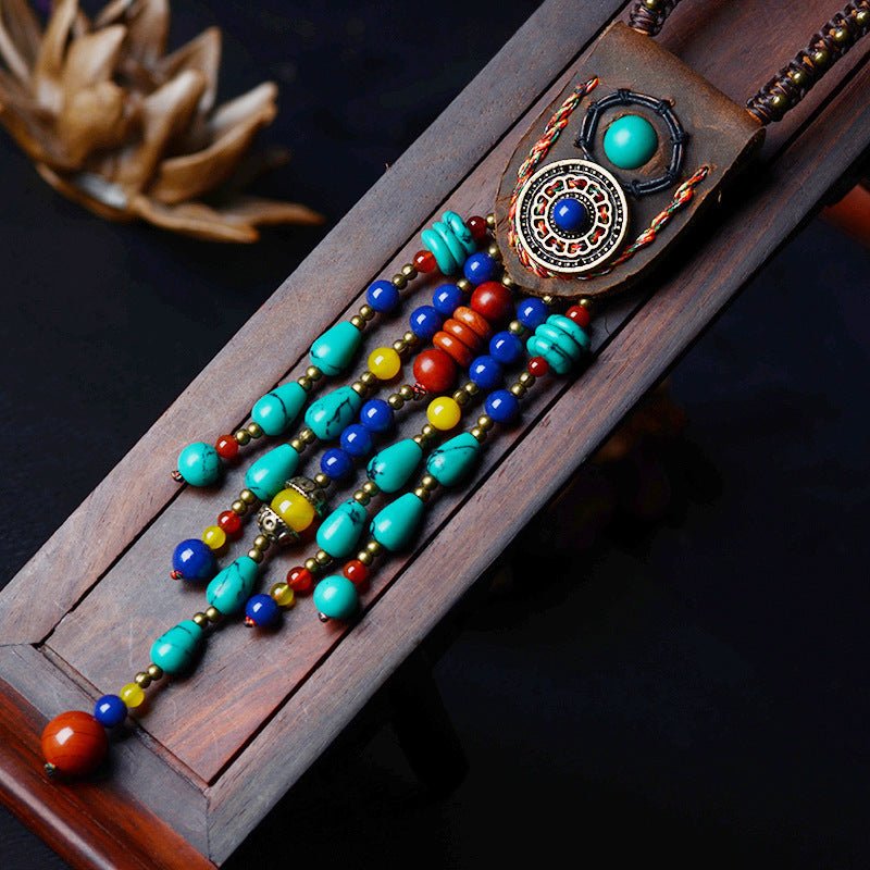 Ancient Tree Thousand Vine Yunnan Ethnic Jewelry Tassel Leather Tibetan Sweater Chain Pendant - Mystara.shop