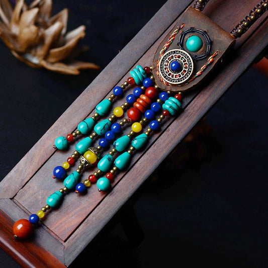 Ancient Tree Thousand Vine Yunnan Ethnic Jewelry Tassel Leather Tibetan Sweater Chain Pendant - Mystara.shop