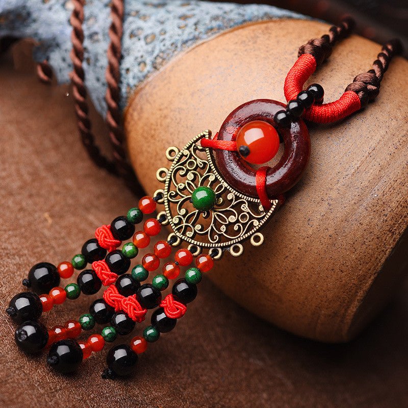 Ancient Tree Thousand Vine Yunnan Ethnic Jewelry Tassel Leather Tibetan Sweater Chain Pendant - Mystara.shop