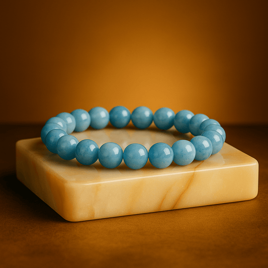 Aquamarine Crystal Beaded Bracelet for Yoga, Love & Relaxation - Mystara.shop