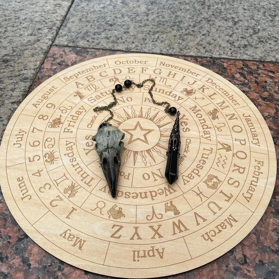 Black Obsidian Crystal Pendulum with Skull Charm for Divination - Mystara.shop