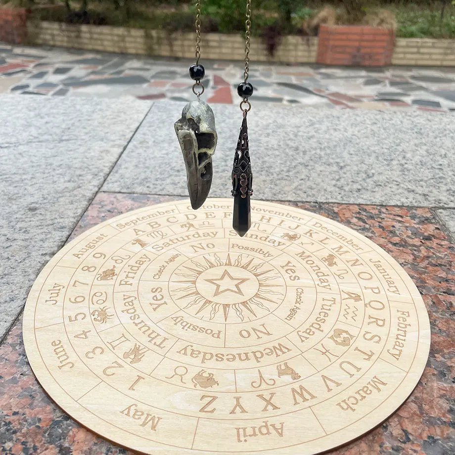 Black Obsidian Crystal Pendulum with Skull Charm for Divination - Mystara.shop