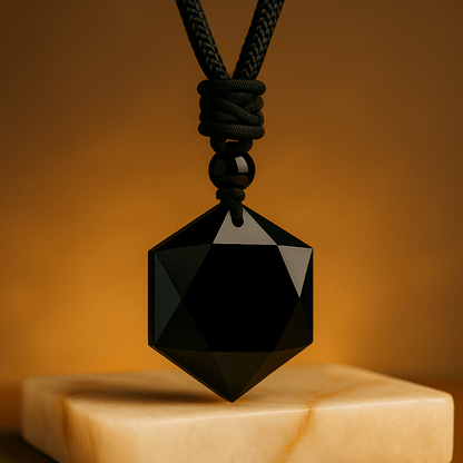 Black Obsidian Hexagram Pendant Necklace for Protection & Luck - Mystara.shop