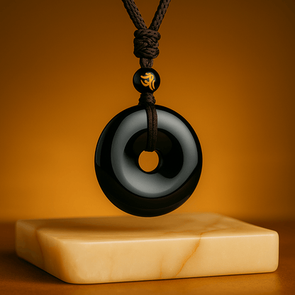 Black Obsidian & Onyx Round Pendant Necklace for Protection - Mystara.shop